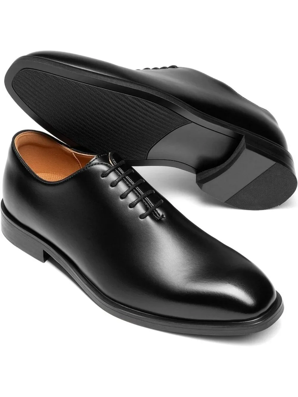 Men's Black Faux Leather Lace Up Classic Comfort Oxford Formal Dress Shoes
